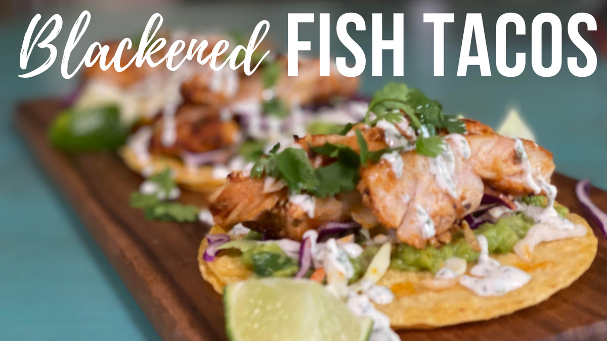 Blackened Sea Bass Tacos with Cilantro Lime Sauce Cooking with the