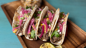 Brisket Tacos with Mexican Street Corn