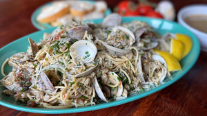 Clams in White Sauce with Chickpea Pasta